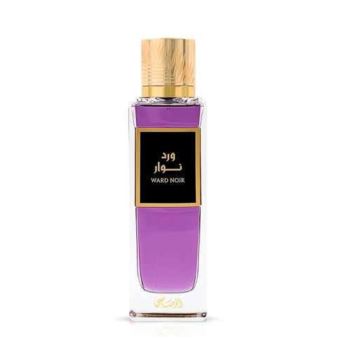 Rasasi Ward Noir Eau de Parfum spray bottle, 200ml, featuring sleek black design and elegant branding.
