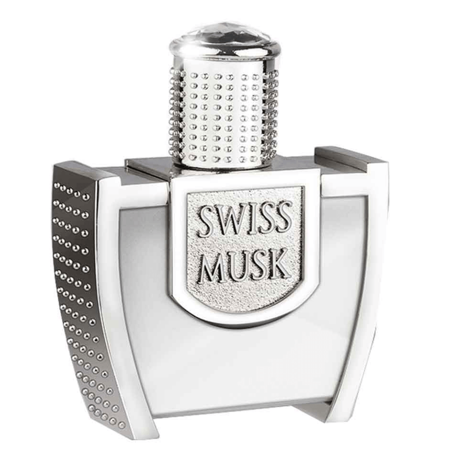 Swiss Musk EDP by Swiss Arabian in a 45ml bottle, featuring elegant packaging and a musk fragrance design.