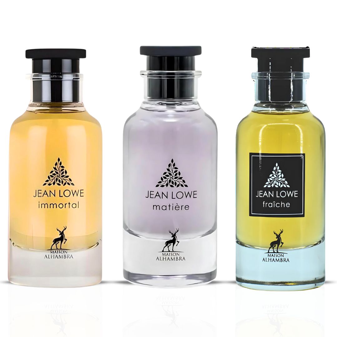 Jean Lowe Immortal, Matiere & Fraiche Eau De Parfum Sprays 100ML (3.4 OZ) by Maison Alhambra | Long Lasting, Luxurious, Fresh, Floral, Citrusy Scents. (Bundle) - Intense Oud