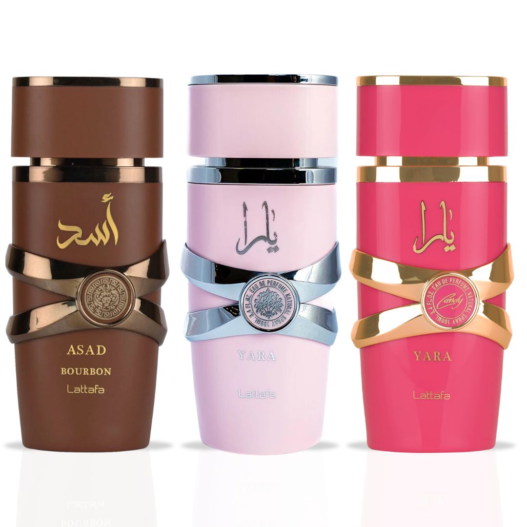 Yara, Yara Candy & Asad Bourbon EDP Sprays 100ML (3.4 OZ) By Lattafa | A Trio Of Sweet, Fruity &  Indulgent Fragrances, Perfect For Any Occasion. (SWEET SENSATIONS BUNDLE) - Intense Oud