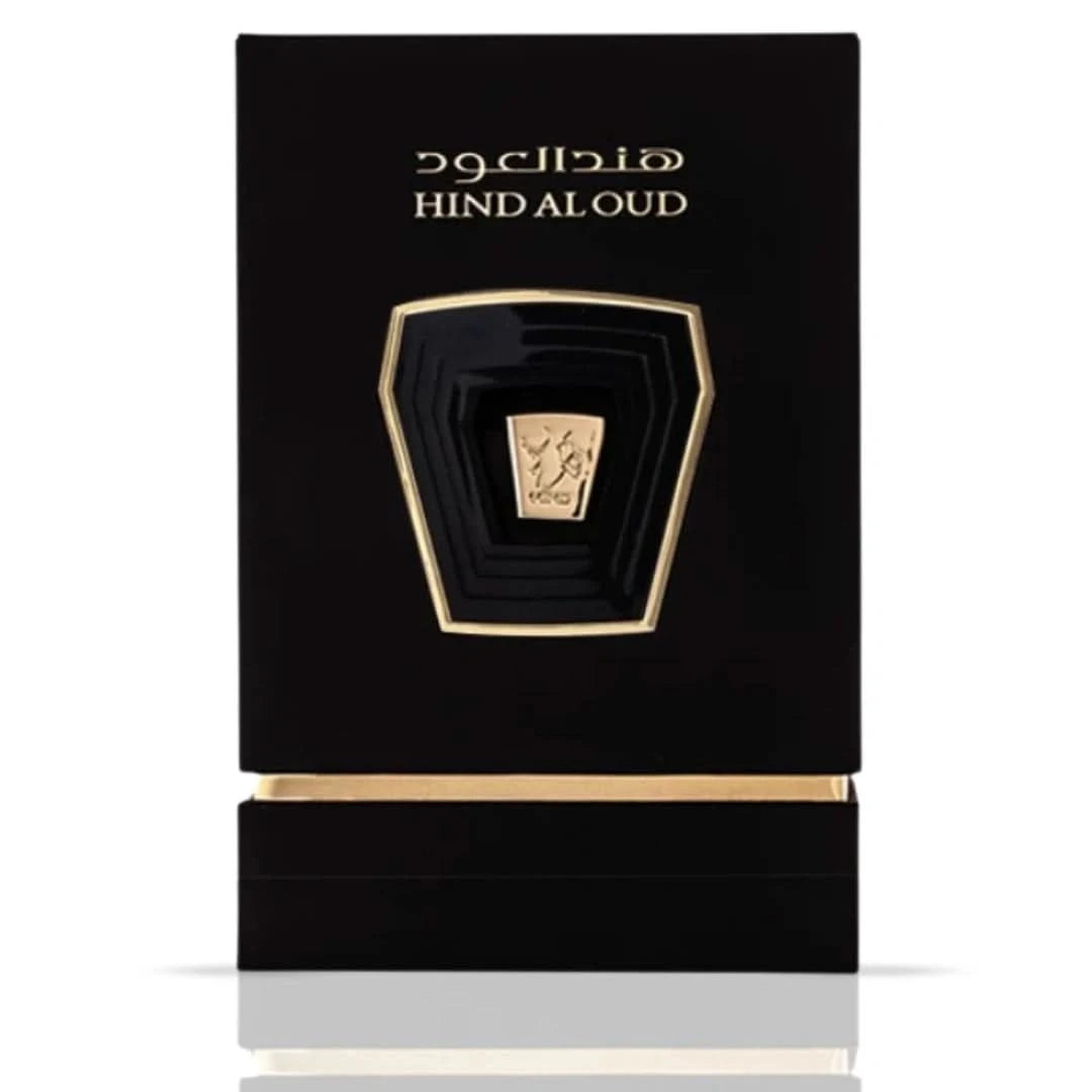 Burgundy Hind Al Oud Eau de Parfum spray bottle, 50ml (1.7 oz), with elegant packaging and fragrance details visible.