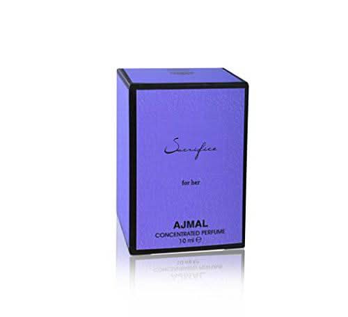 Ajmal Sacrifice For Her CPO concentrated perfume oil bottle with elegant packaging and a dark glass container.