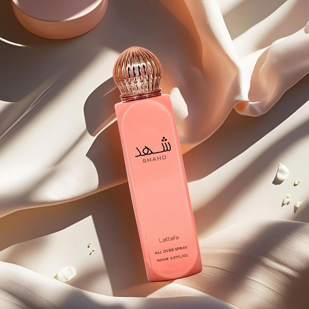 Shahd All Over Spray 150ml (5.07 oz) by Lattafa | Tropical Florals Meet Golden Amber Musk - Intense Oud