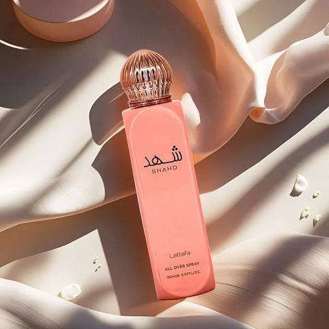 Shahd All Over Spray 150ml (5.07 oz) by Lattafa | Tropical Florals Meet Golden Amber Musk - Intense Oud