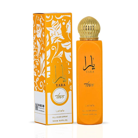 Yara Tous Eau de Parfum Spray 100ml (3.4 oz) & All Over Spray 150ml (5.07 oz) by Lattafa | Scent That Lifts You (Bundle) - Intense Oud