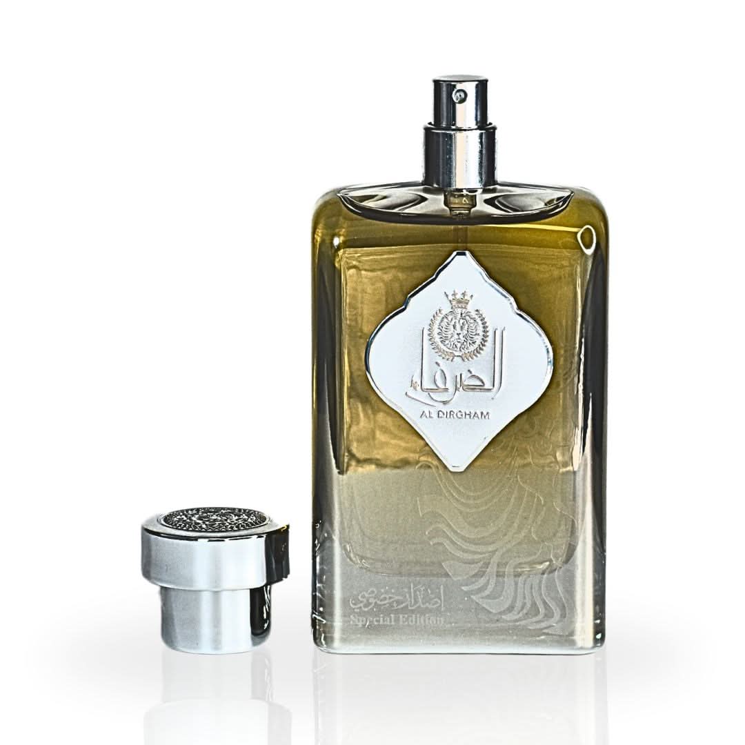 Al Dirgham Special Edition EDP spray by Ard Al Zaafaran, 100ML bottle, elegant design, showcasing the long-lasting perfume scent.