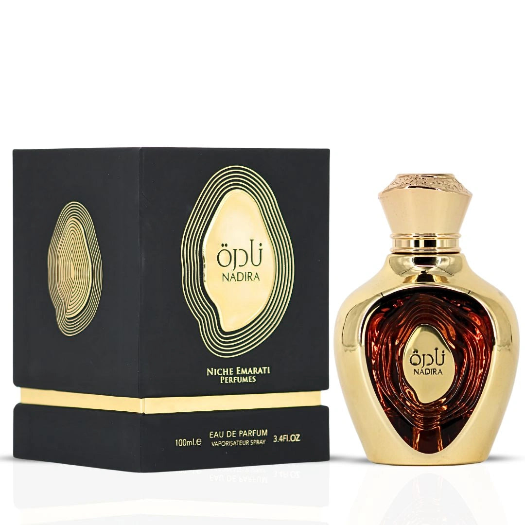 Niche Emarati Safeer & Nadira Eau De Parfum Sprays 100ml (3.4 oz) by Lattafa | A Pairing of Refined Spice and Luscious Fruity Delight (Bundle) - Intense Oud