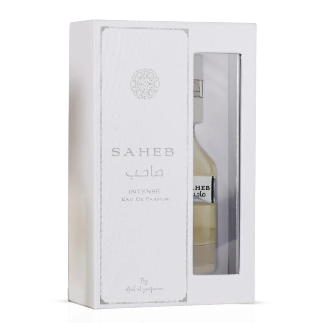 Ard Al Zaafaran Saheb Intense Eau de Parfum spray 70ml with elegant bottle design, showcasing a luxurious fragrance.