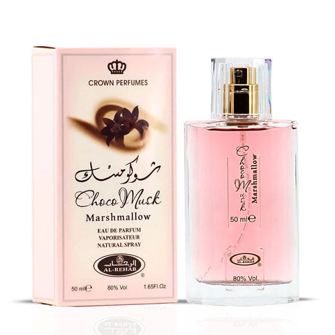 Al Rehab Choco Musk Marshmallow and Pistachio Eau De Parfum bundle, featuring two 50ml spray bottles with elegant packaging.