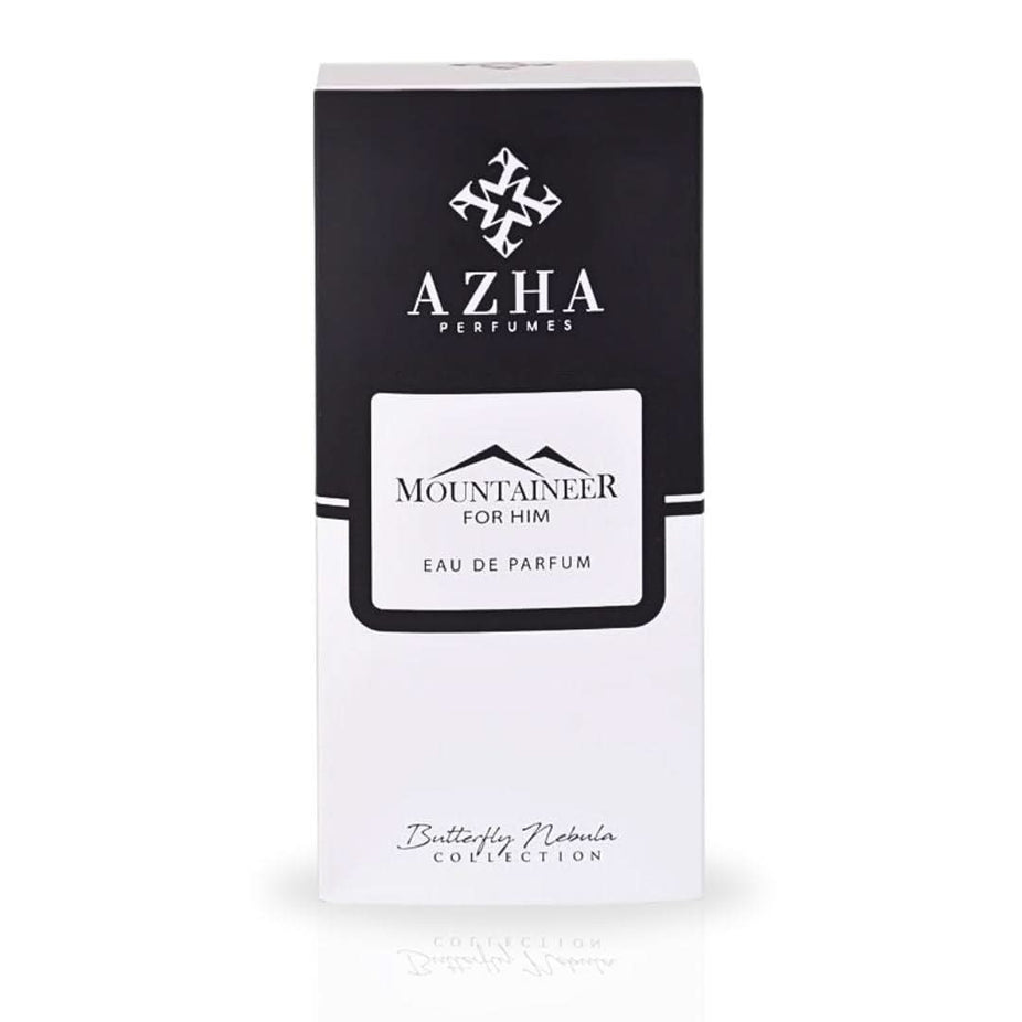 Azha Mountaineer For Him EDP spray 100ML bottle, showcasing the sleek fragrance container with a modern design.