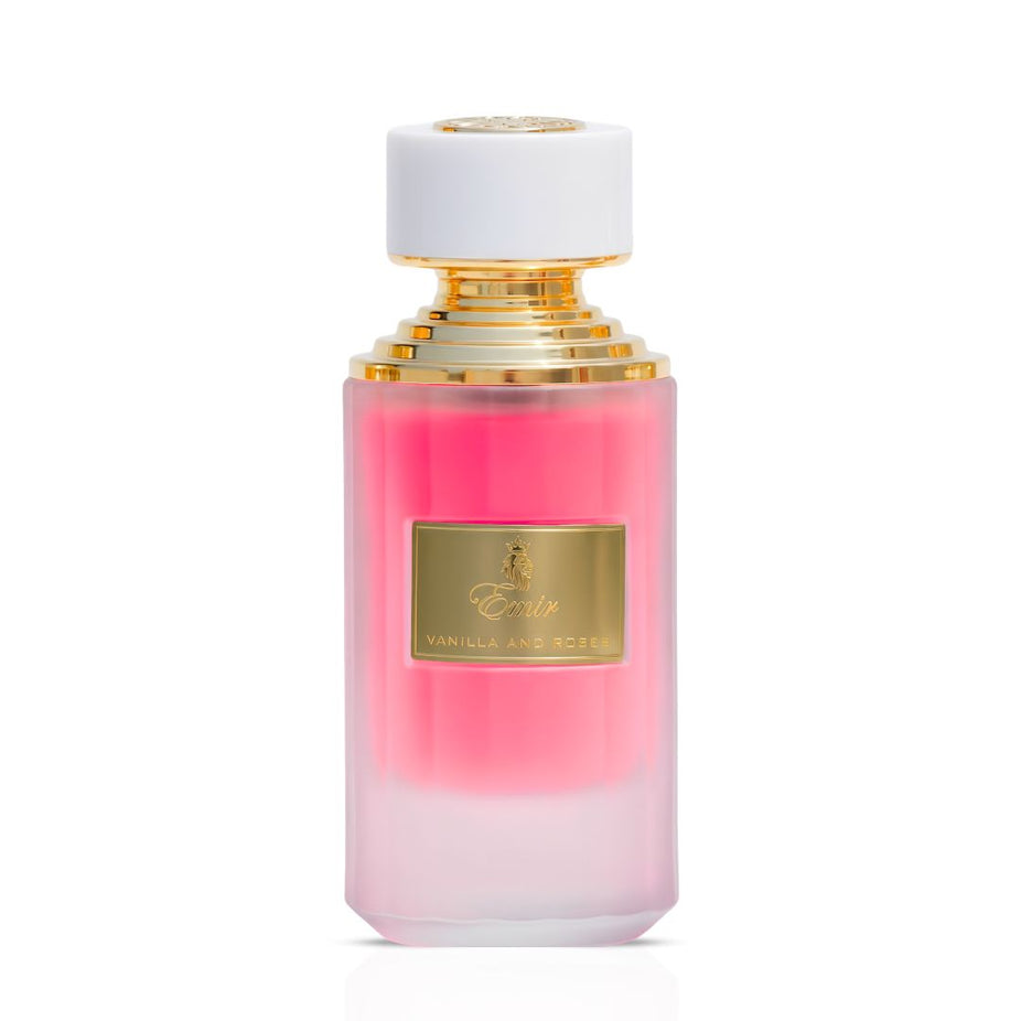 Emir Vanilla and Roses Eau de Parfum spray by Paris Corner, 100ml bottle with floral and vanilla fragrance design.