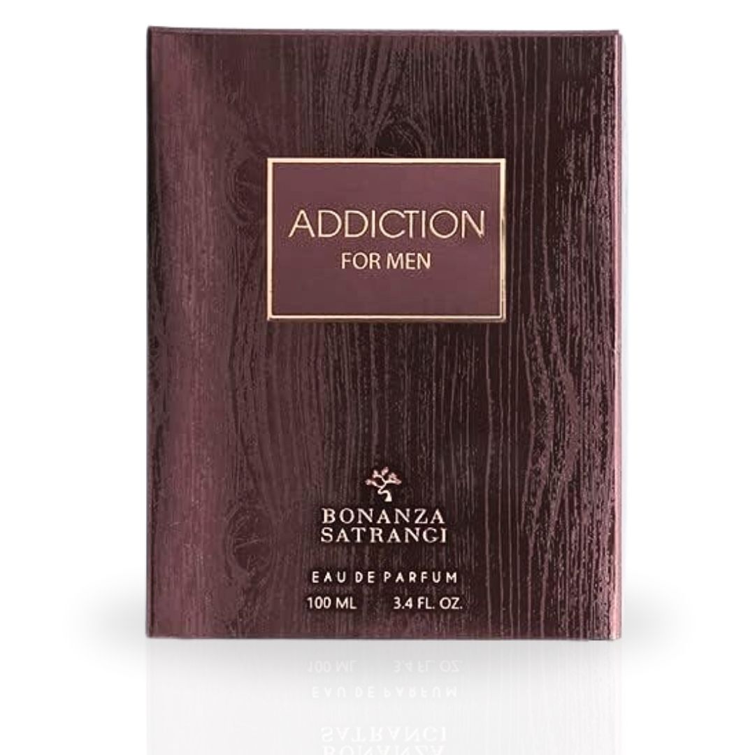 Addiction For Men EDP Spray 100ML (3.4 OZ) by Bonanza Satrangi | Long Lasting, Gourmand, Floral, Woody, Luxurious Fragrance. - Intense Oud