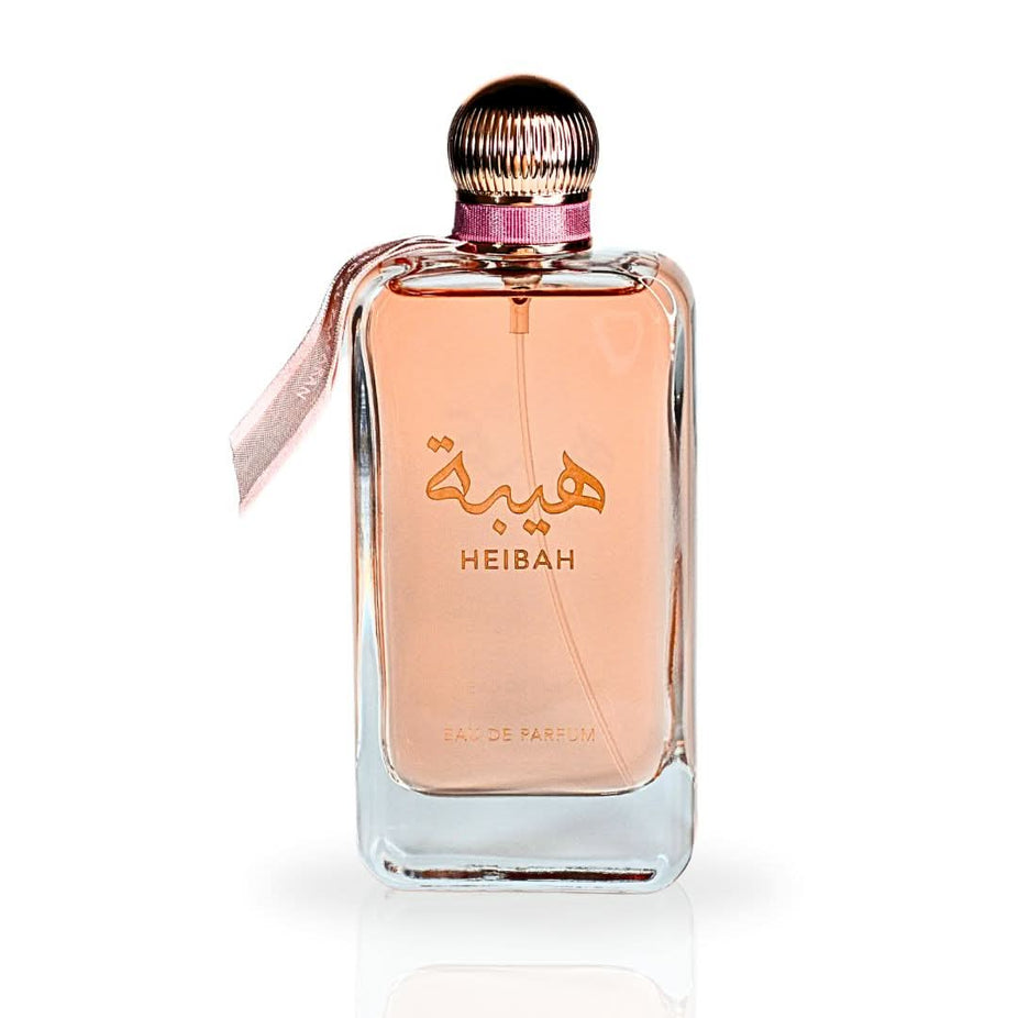 Heibah Eau de Parfum Spray by Ard Al Zaafaran, 100ml bottle, elegant glass container with a silver cap and floral design.
