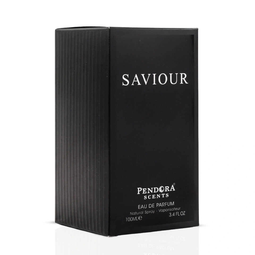 Pendora Scents Saviour Eau de Parfum spray by Paris Corner, 50ml bottle, elegant perfume display with floral notes.