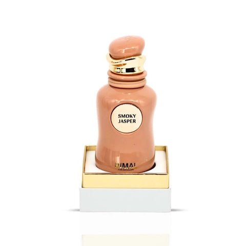Smoky Jasper Eau de Parfum spray by Rimal Collection, 100ml bottle with elegant black and gold design, showcasing the perfume bottle.