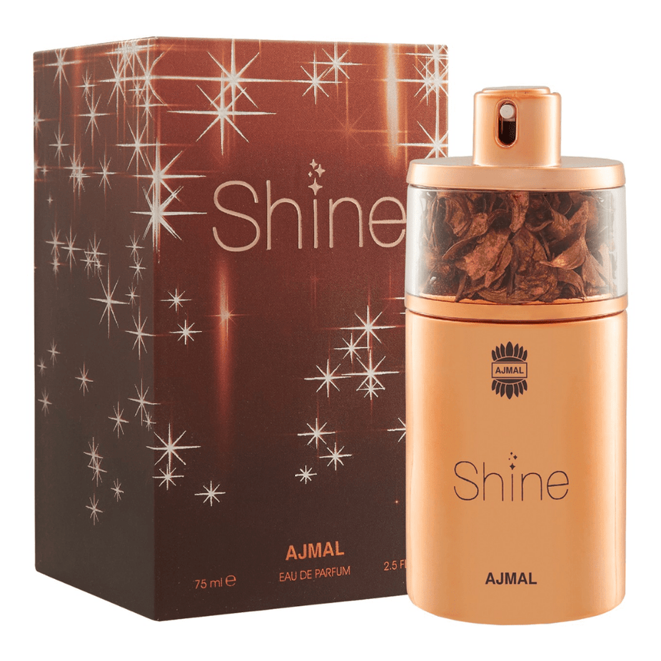 Ajmal Shine for Women Eau De Parfum 75ml bottle with sleek design and elegant packaging.