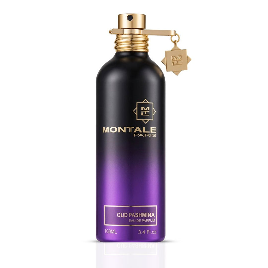 Montale Oud Pashmina Eau de Parfum spray bottle with elegant packaging, showcasing the luxurious fragrance design.