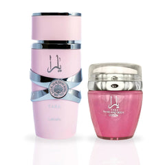 Yara For Women EDP Spray 100ML (3.4 OZ) by Lattafa  & Yara Hand & Body Lotion 45ML by Ard Al Zaafaran (SENSATIONAL BUNDLE) - Intense Oud