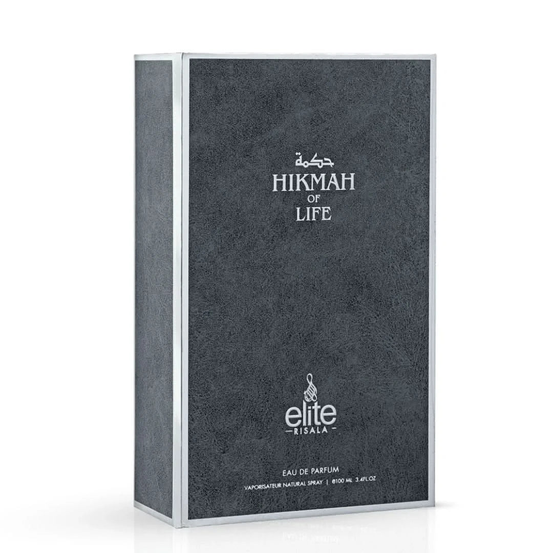 Elite Risala Hikmah Of Life Eau de Parfum spray 100ml bottle with elegant packaging and floral fragrance design.