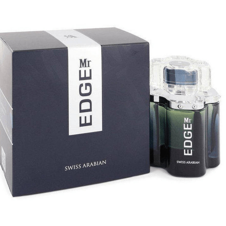 Swiss Arabian Edge 3-piece EDP men’s collection including Edge, Mr. Edge, and Edge Intense Eau De Parfum bottles.