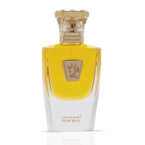 Hind Al Oud Ahojas Eau de Parfum Spray 50ml bottle with elegant packaging, showcasing the luxury fragrance design.