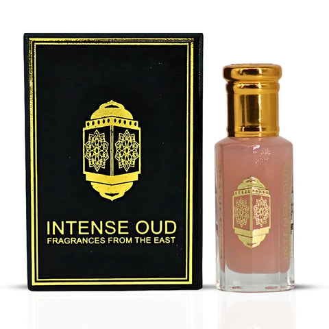 Bundle of Pink Blush Eau de Parfum spray by Ard Al Zaafaran and Pink Musk Perfume Oil by Intense Oud, featuring elegant perfume bottles.