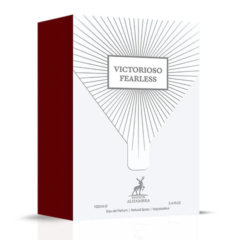 Victorioso Fearless Eau De Parfum Spray 100ML (3.4 OZ) by Maison Alhambra | A Warm, Spicy Blend of Fruit, Florals, and Woods for Cozy Elegance. - Intense Oud
