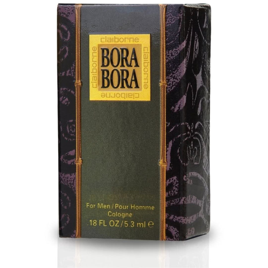 Bora Bora For Men cologne by Liz Claiborne in a 5.3ml Eau De Toilette miniature bottle on a neutral background