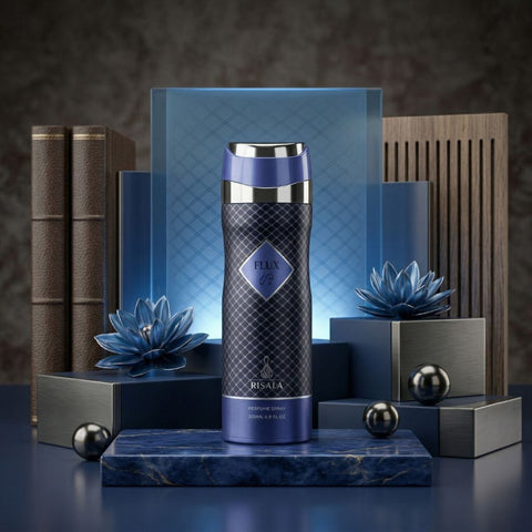 Elite Risala Flux Body Spray 200ml deodorant bottle with sleek design and spray nozzle, fresh and modern look.