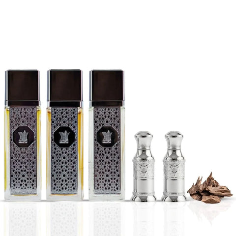 Arabian Oud Al Seyada Collection 6-piece gift set with fragrances and accessories, elegant packaging, and luxurious design.
