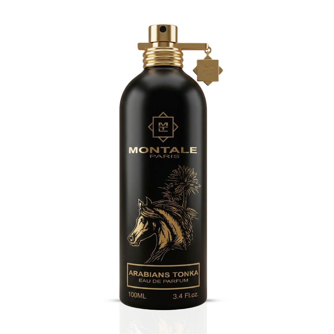 Montale Arabians Tonka Eau de Parfum spray bottle, 100ml, featuring a sleek design with the fragrance label visible.