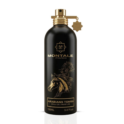 Montale Arabians Tonka Eau de Parfum spray bottle, 100ml, featuring a sleek design with the fragrance label visible.
