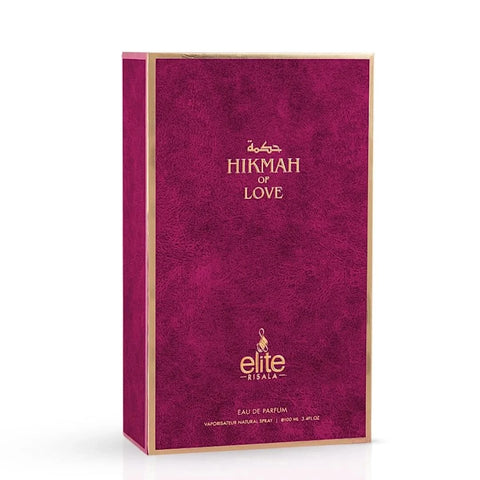 Elite Risala Hikmah Of Love Eau de Parfum spray 100ml bottle with elegant packaging and floral fragrance design.