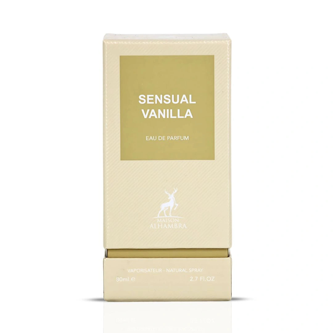 Sensual Vanilla Eau de Parfum Spray 80ml (2.7 oz) by Maison Alhambra | A Creamy Blend of Almond, Vanilla & Woods - Intense Oud