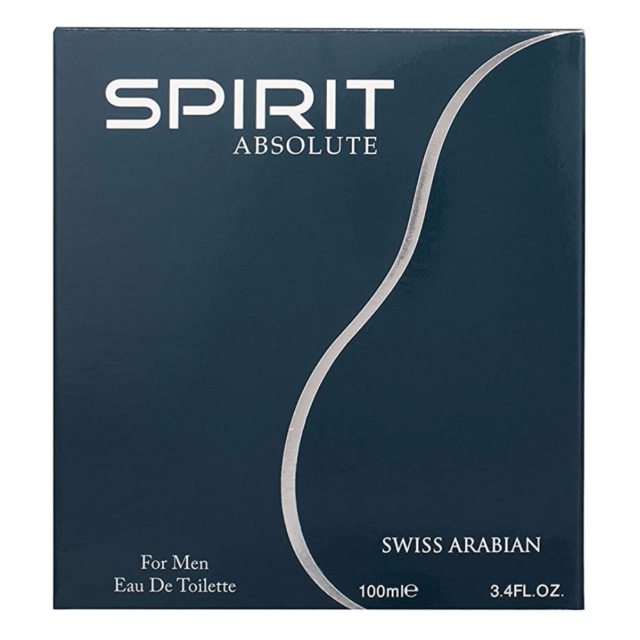 Swiss Arabian Spirit Absolute for Men EDP bottle, 100 ML, showcasing the sleek design of the men's Eau De Parfum.