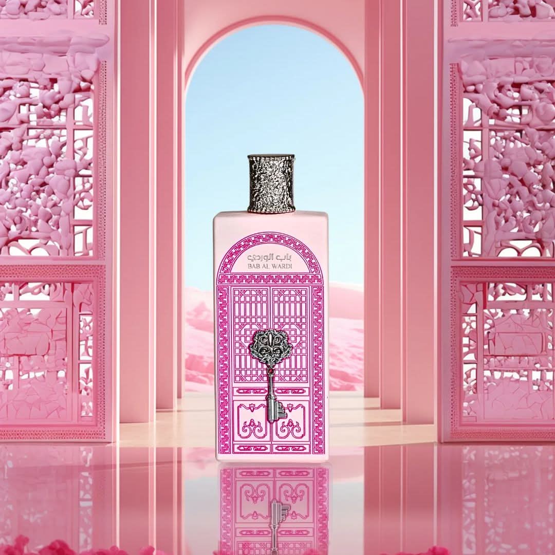 Bundle of Ard Al Zaafaran Bab Al Wardi and Bab Al Hamra Eau de Parfum sprays, 100ml each, featuring elegant perfume bottles.