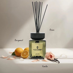 INTENSE OUD Reed Diffuser, Oud Rose – 1000ml (35.1 oz) – Fragrance for Up to 90 Days – Reusable, Refillable Glass Holder, Includes 6 All-Natural Reed Sticks