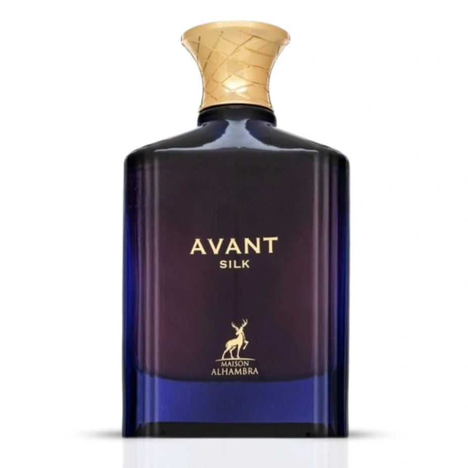 Maison Alhambra Avant Silk Eau de Parfum spray 100ml bottle with elegant packaging and minimalist design.