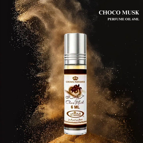 Choco Musk Perfumed Body Spray 200ml, Eau de Parfum Spray 50ml & Roll-On 6ml by Al Rehab | A Decadent Scent Bundle Featuring Vanilla & Chocolate for a Sweet Scent Experience (Bundle) - Intense Oud