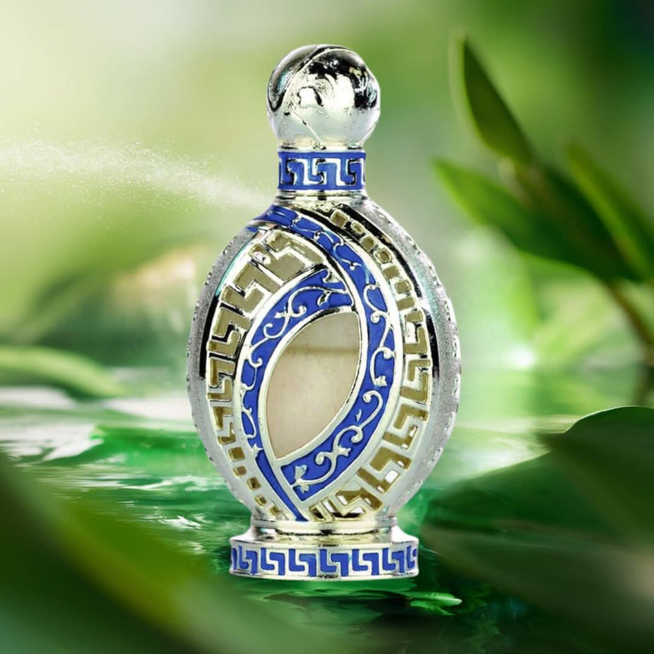 Hamidi IQRA Perfume Oil CPO 18ML, vibrant concentrated perfume oil with intricate bottle design and elegant packaging.