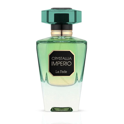 Khadlaj La Fede Crystallia Imperio Eau de Parfum spray 100ml bottle with elegant packaging and floral design.
