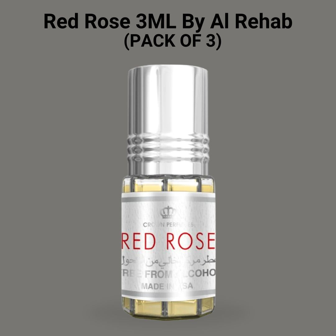 Red Rose 3ml Perfume Oil by Al Rehab (PACK OF 3) - Intense Oud