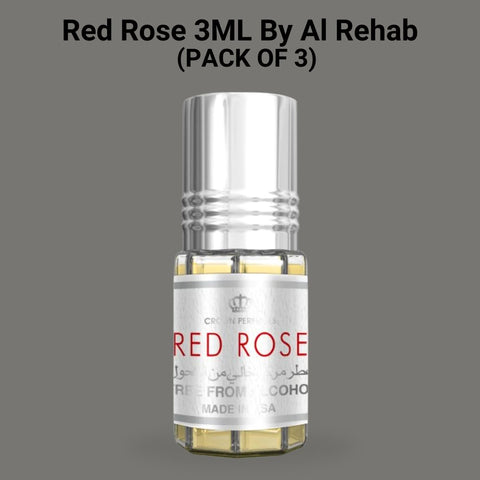 Red Rose 3ml Perfume Oil by Al Rehab (PACK OF 3) - Intense Oud