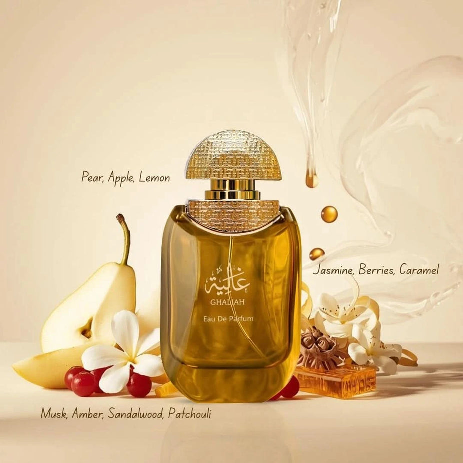 Ghaliah Eau de Parfum Spray by Oud Elite, 100ml bottle with elegant design and fragrance details visible in the image.