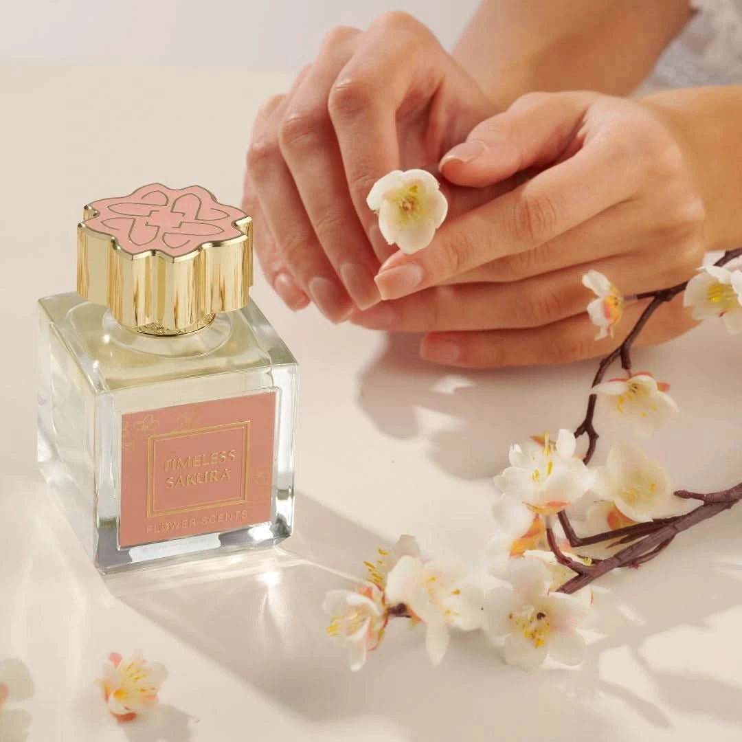 Flower Scents Timeless Sakura Eau de Parfum spray 65ml with elegant bottle and floral design.