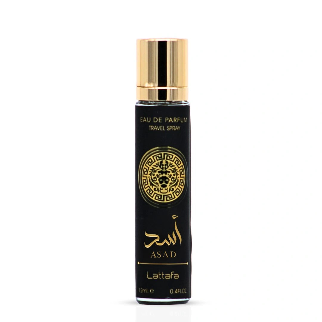 Asad Eau de Parfum Travel Spray 12ml (0.4 oz) by Lattafa | Power in Your Pocket - Intense Oud