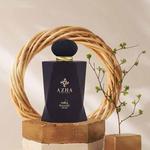 French Coffee and Raghad Eau de Parfum Spray bundle by Intense Oud, featuring two 6ml and 100ml perfume bottles, elegant packaging.