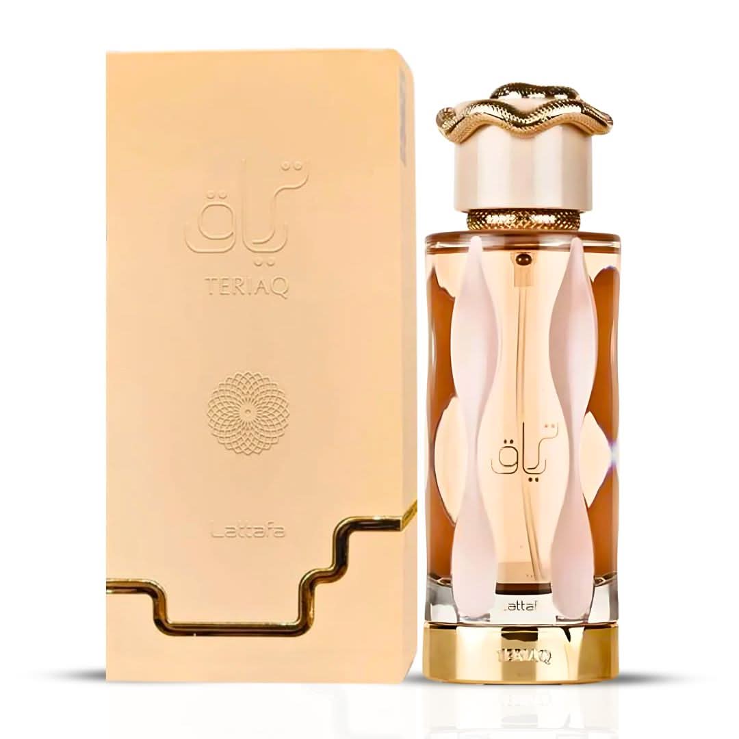 Intense Oud bundle with Teriaq by Lattafa and Royal Musk Caramel Toffee by Surrati Eau de Parfum sprays, 100ml each.