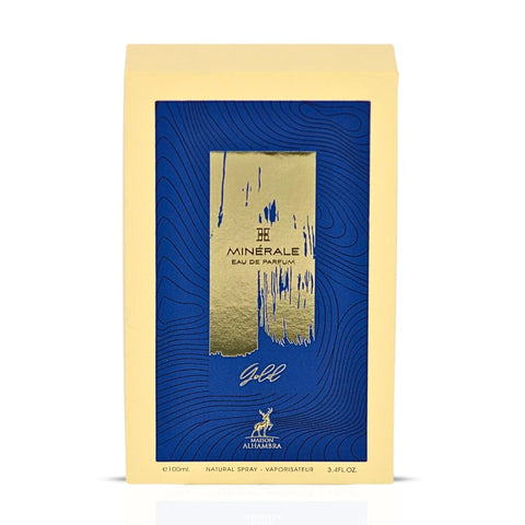 Minerale Gold Eau de Parfum Spray 100ml (3.4 oz) by Maison Alhambra | Smoky Patchouli, Osmanthus Silk, Suede-Kissed Woods - Intense Oud