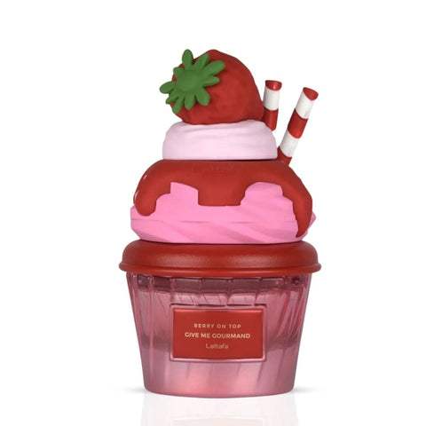 Lattafa Berry on Top Eau de Parfum spray 75ml in a velvet pouch, featuring a floral and fruity fragrance with elegant packaging.